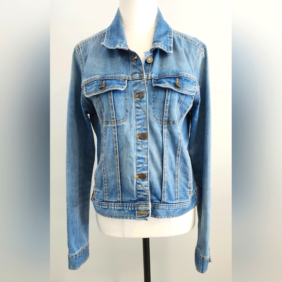 Katies Jackets & Coats Katies Vintage Women Denim Jacket Size Blue Button Pockets Cotton
